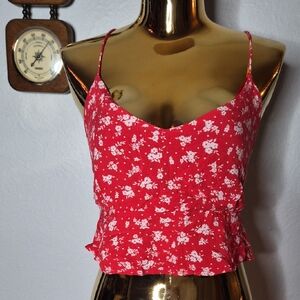 Floral Red Spaghetti Strap Top